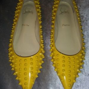 Christian Louboutin Yellow Spiked Flats Size 9